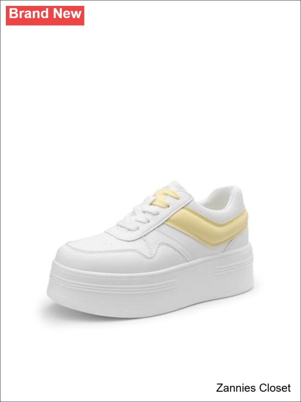 ✨ Platform Casual Sneakers Chunky Faux Leather Lace-Up Cushioned Womens